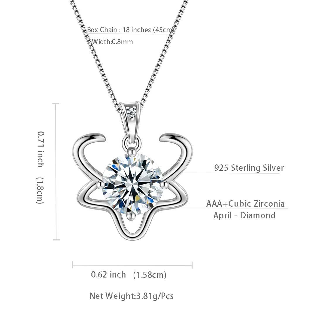 Tokyo Mart Taurus Zodiac Necklace April Birthstone Pendant Women Girls Jewelry Birthday Gift Women Girls Jewelry Birthday Gift