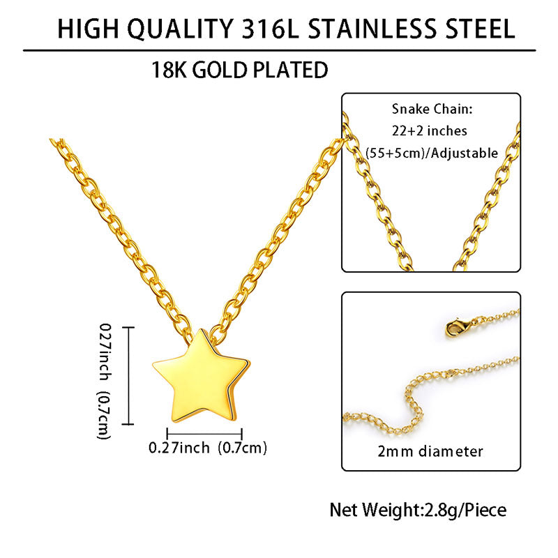 Tokyo Mart Tiny Pentagon Star Small Necklace Women 316L Stainless Steel