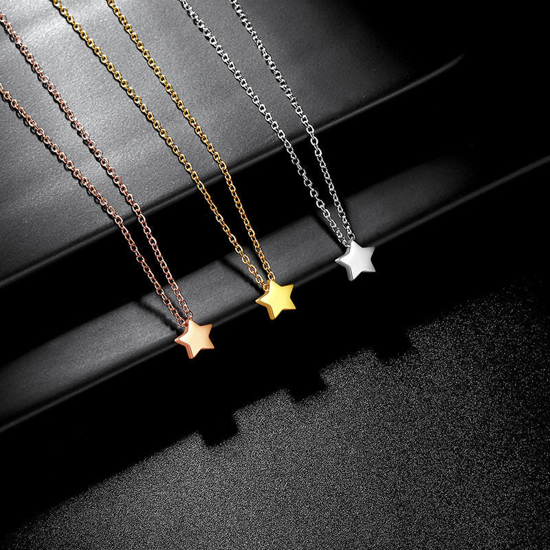 Tokyo Mart Tiny Pentagon Star Small Necklace Women 316L Stainless Steel