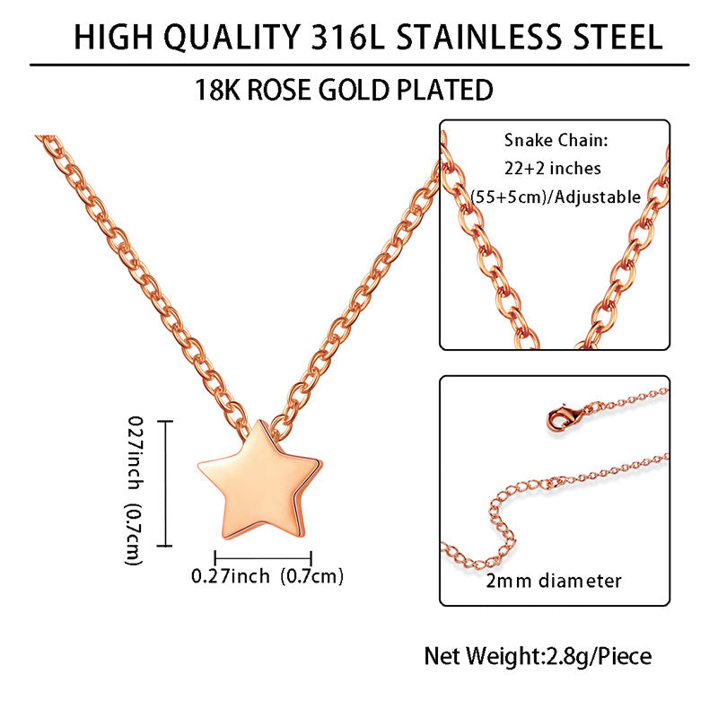 Tokyo Mart Tiny Pentagon Star Small Necklace Women 316L Stainless Steel