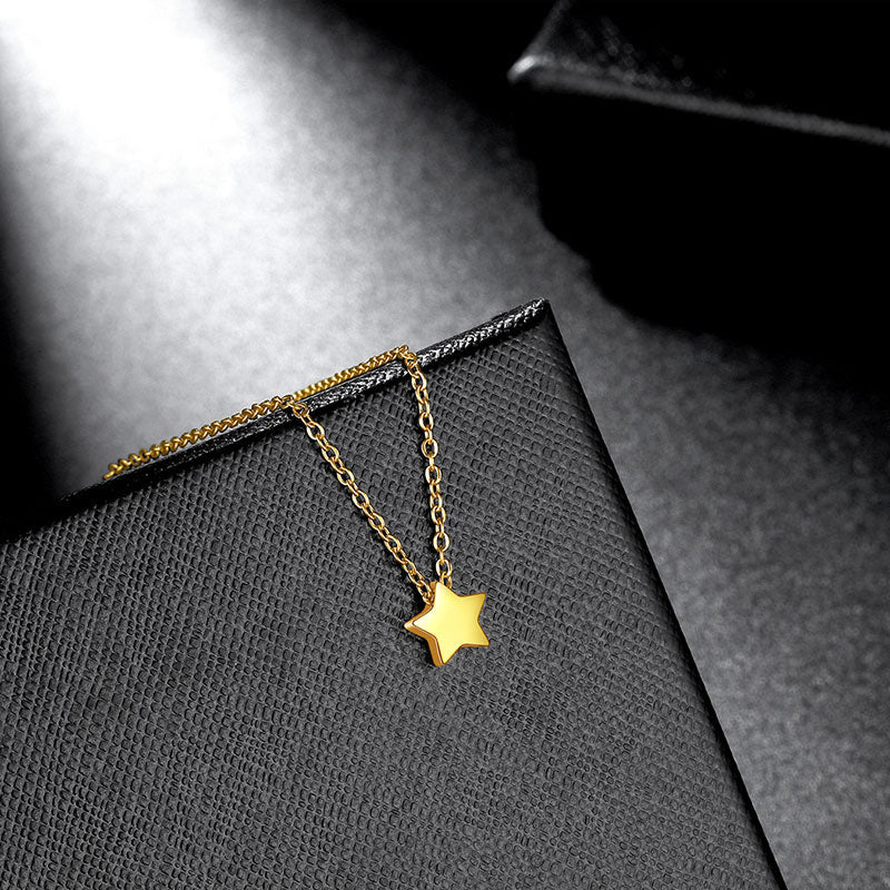 Tokyo Mart Tiny Pentagon Star Small Necklace Women 316L Stainless Steel