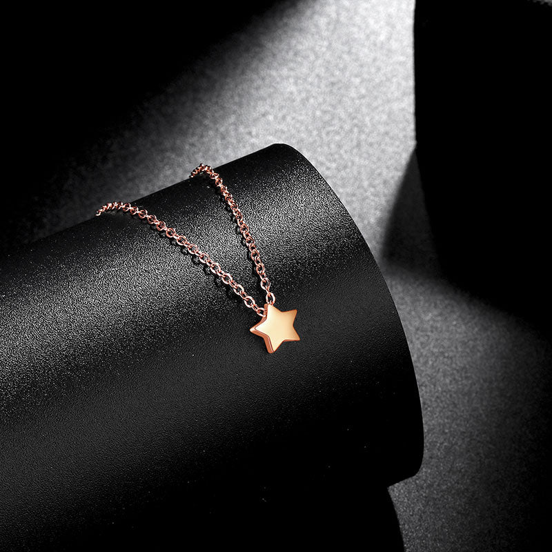 Tokyo Mart Tiny Pentagon Star Small Necklace Women 316L Stainless Steel