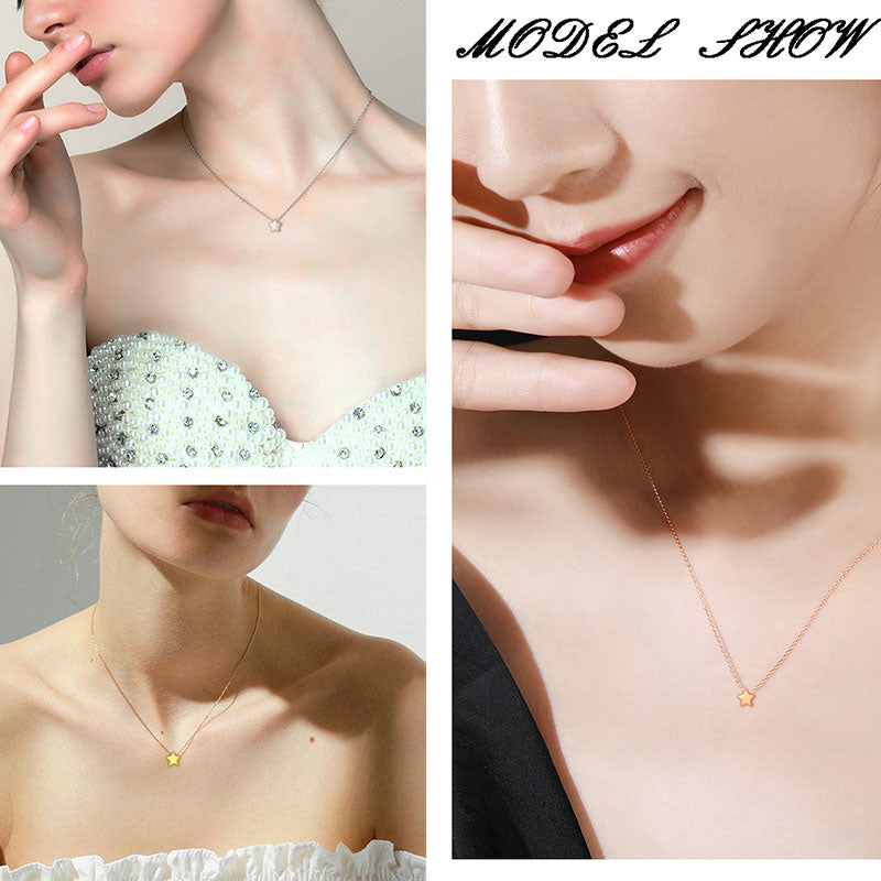 Tokyo Mart Tiny Pentagon Star Small Necklace Women 316L Stainless Steel