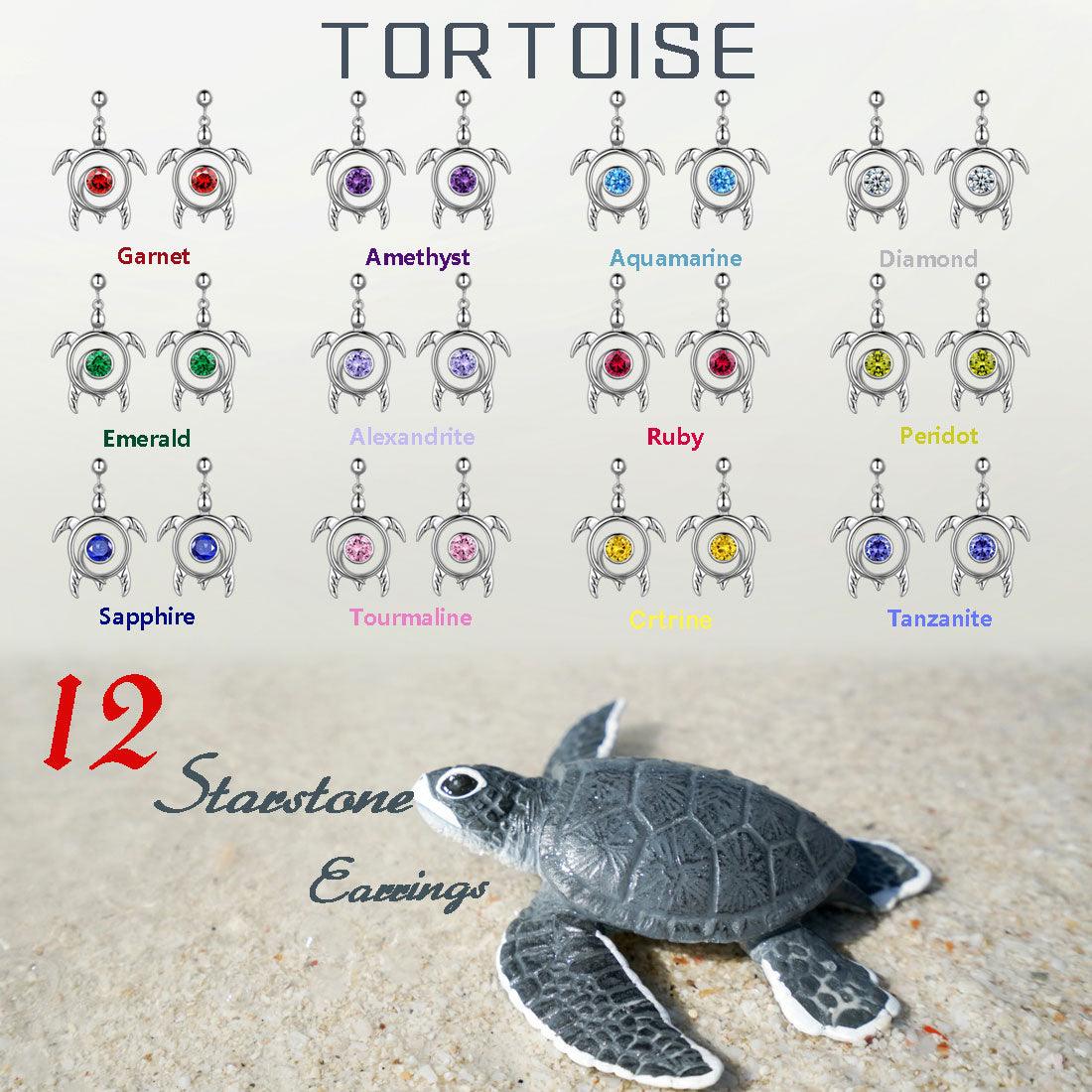 Tokyo Mart Turtle Birthstone October Tourmaline Earrings Dangle Women Girls Jewelry Birthday Gift Sterling Silver
