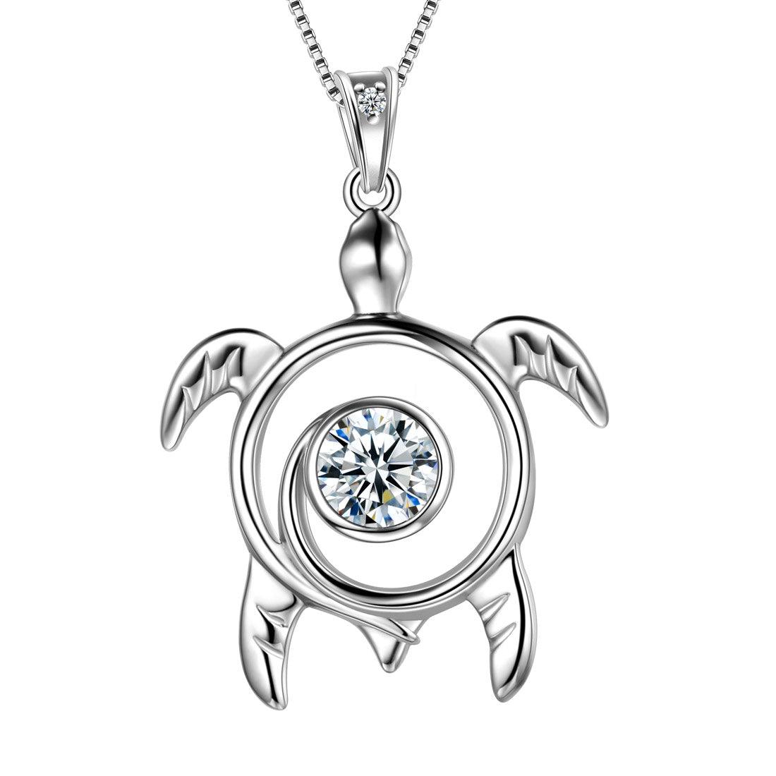 Tokyo Mart Turtle Birthstone April Diamond Necklace Pendant Women Girls Jewelry Birthday Gift
