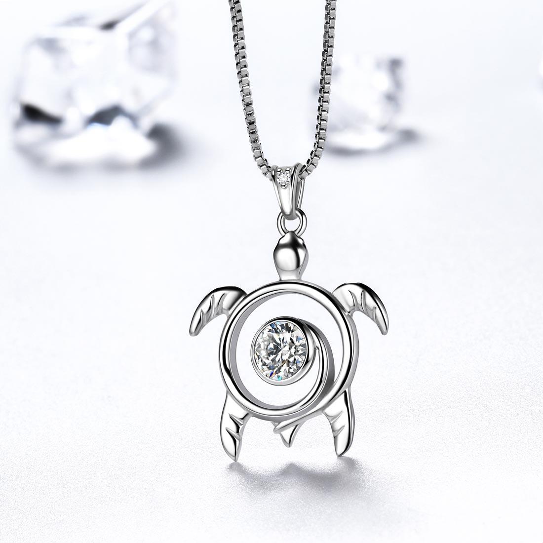 Tokyo Mart Turtle Birthstone April Diamond Necklace Pendant Women Girls Jewelry Birthday Gift