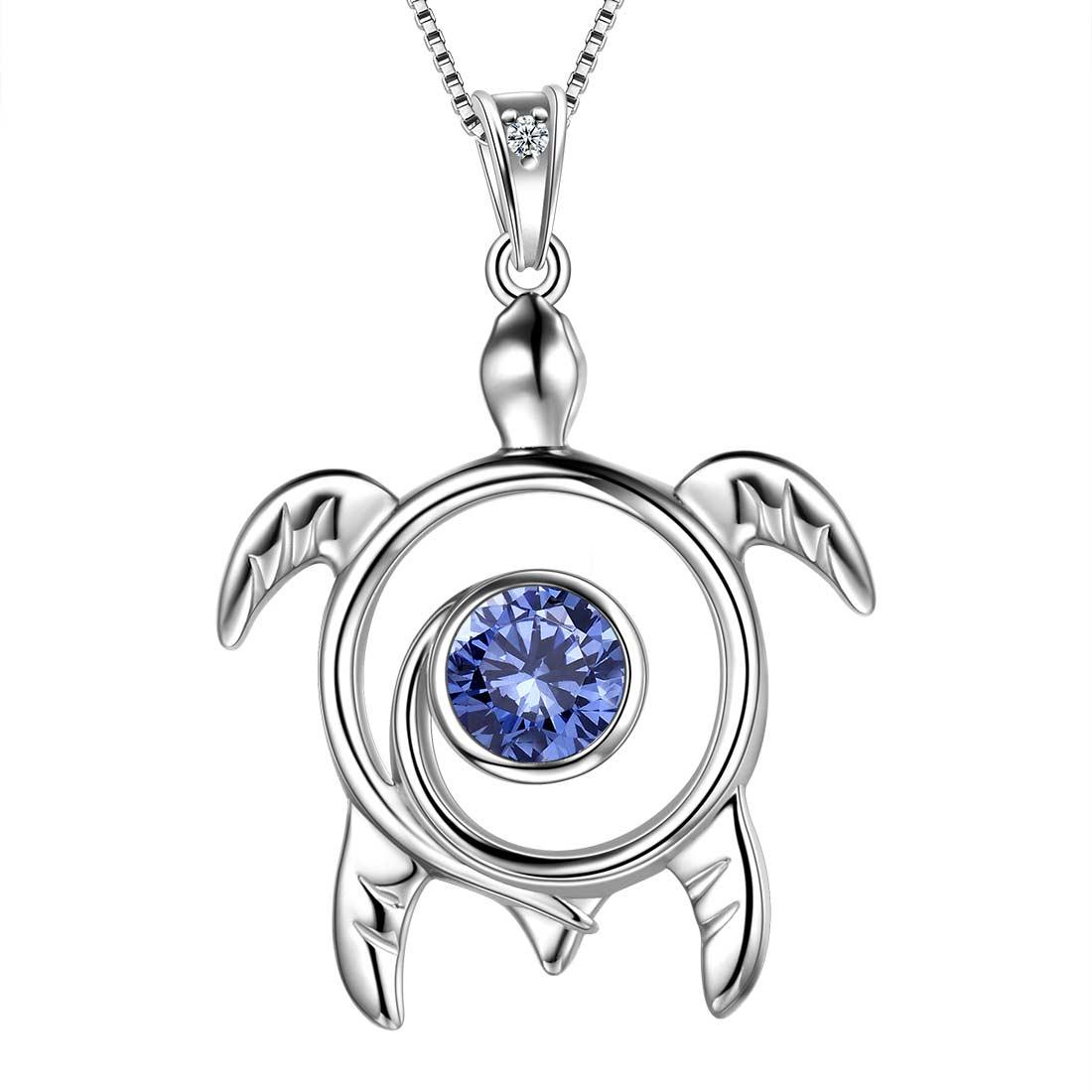 Tokyo Mart Turtle Birthstone December Tanzanite Necklace Pendant Women Girls Jewelry Birthday Gift