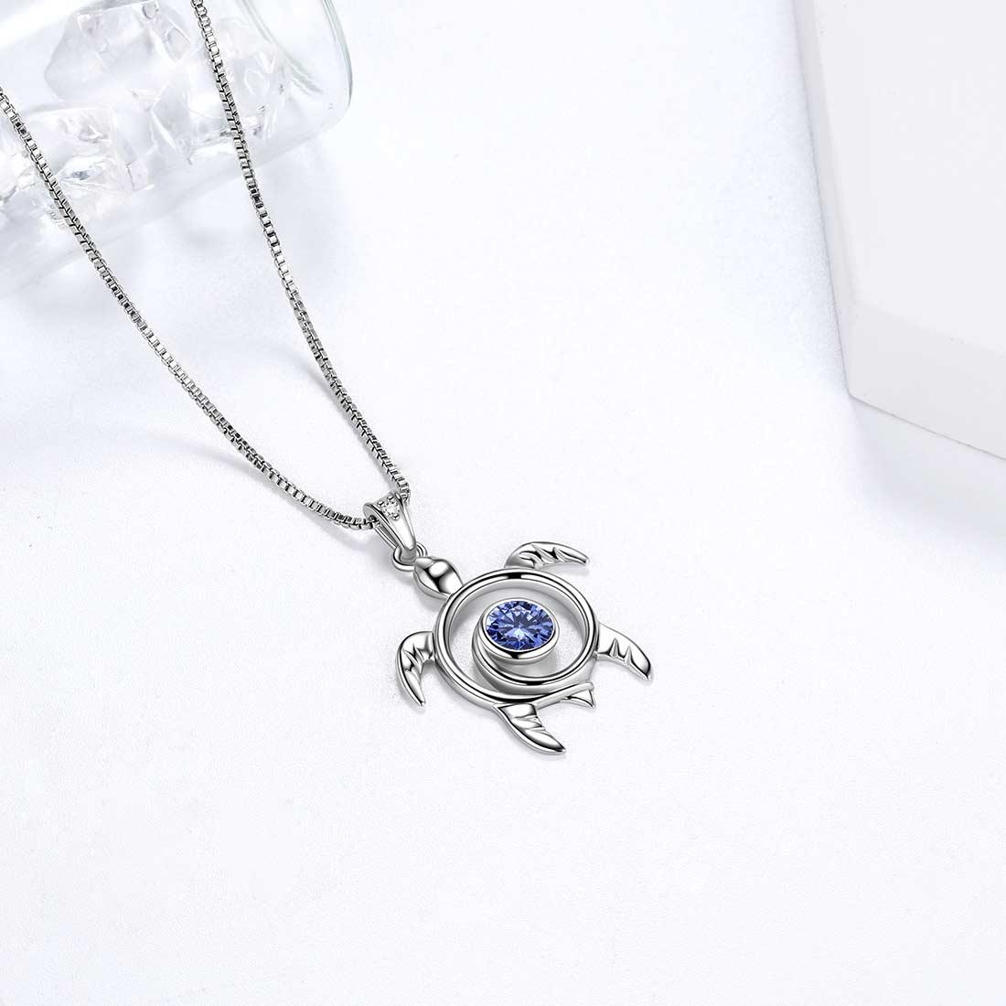 Tokyo Mart Turtle Birthstone December Tanzanite Necklace Pendant Women Girls Jewelry Birthday Gift