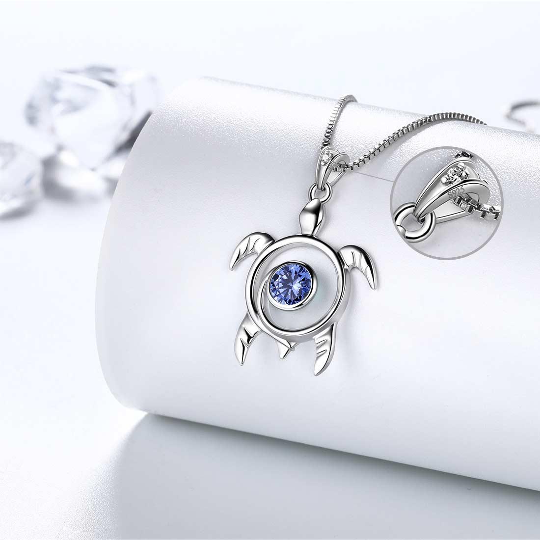 Tokyo Mart Turtle Birthstone December Tanzanite Necklace Pendant Women Girls Jewelry Birthday Gift