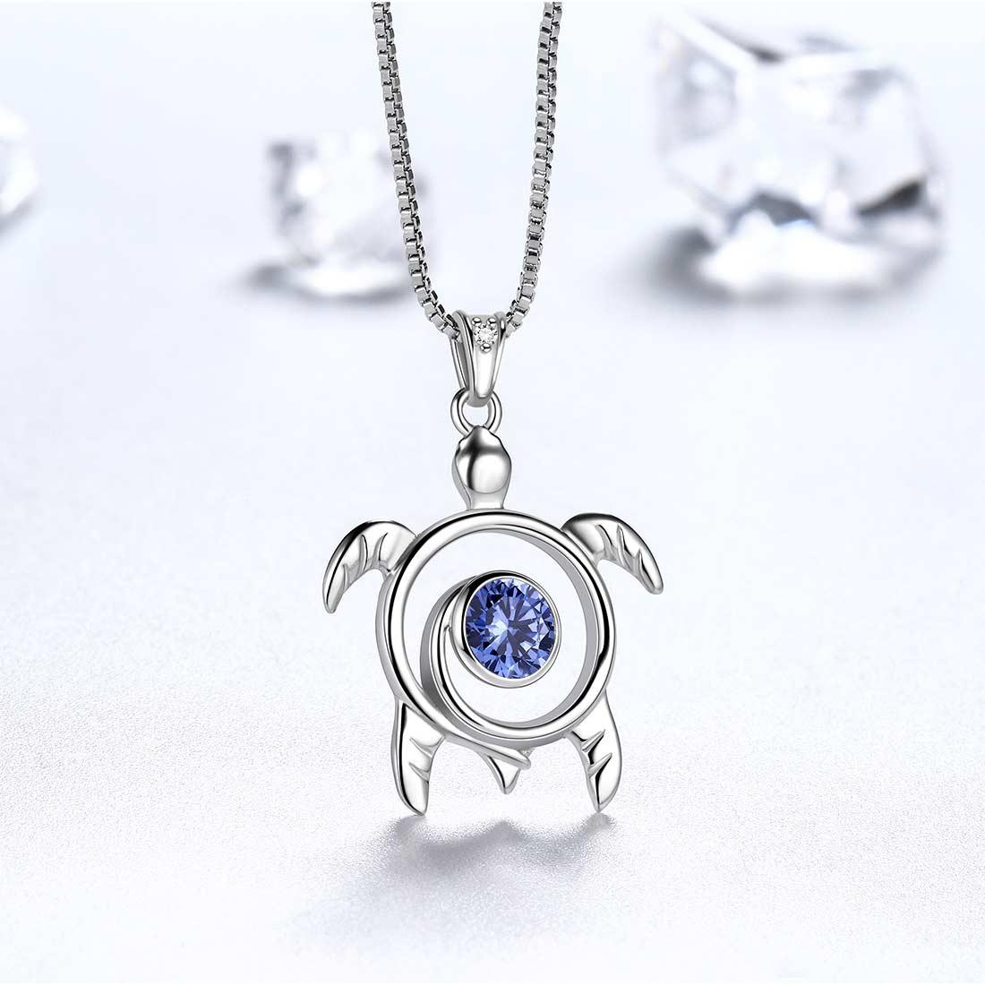 Tokyo Mart Turtle Birthstone December Tanzanite Necklace Pendant Women Girls Jewelry Birthday Gift