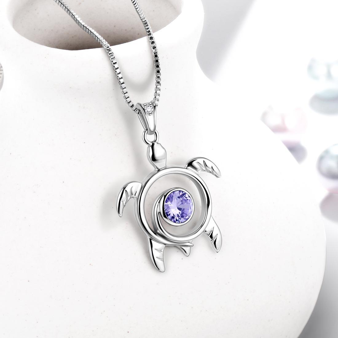 Tokyo Mart Turtle Birthstone June Alexandrite Necklace Pendant Women Girls Jewelry Birthday Gift