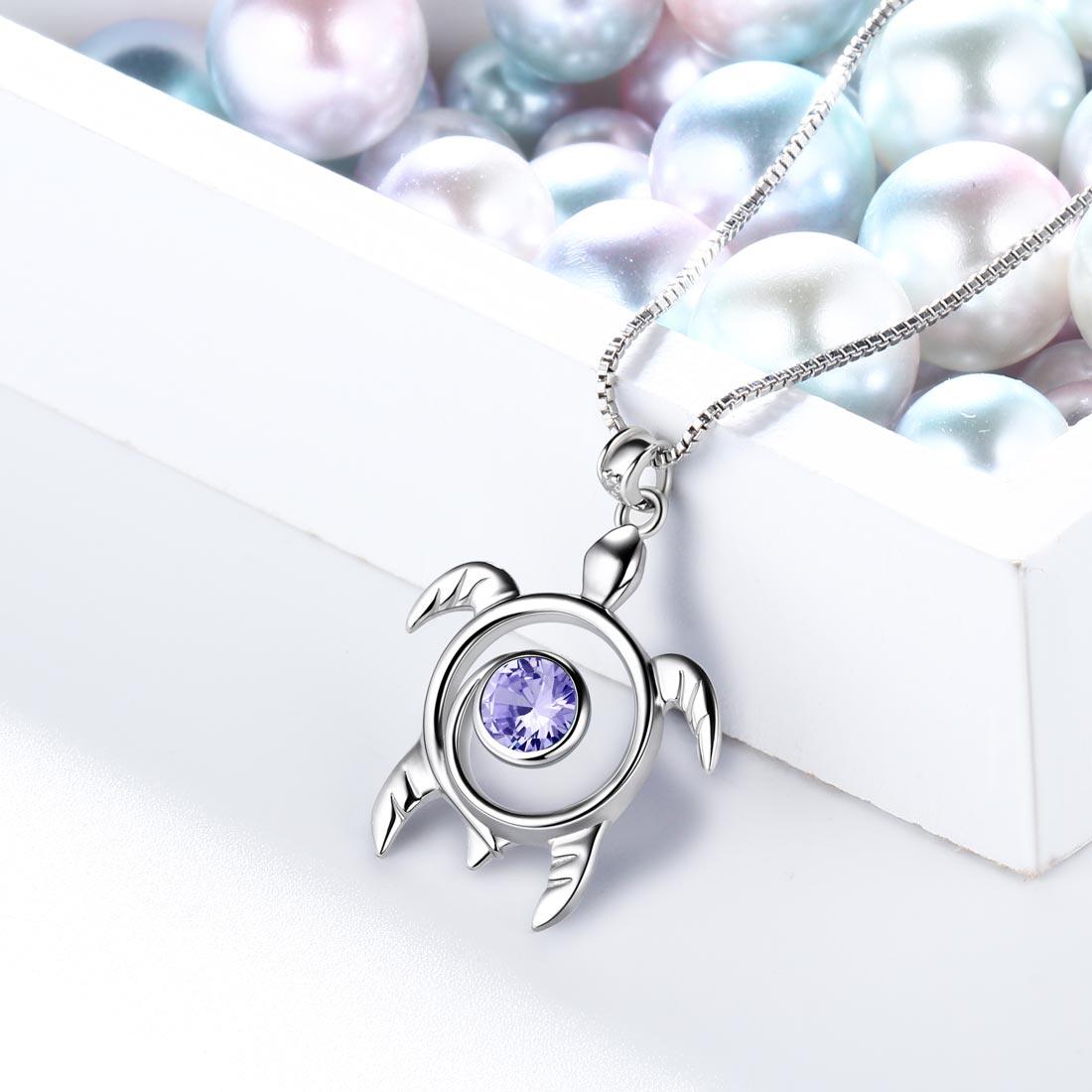 Tokyo Mart Turtle Birthstone June Alexandrite Necklace Pendant Women Girls Jewelry Birthday Gift