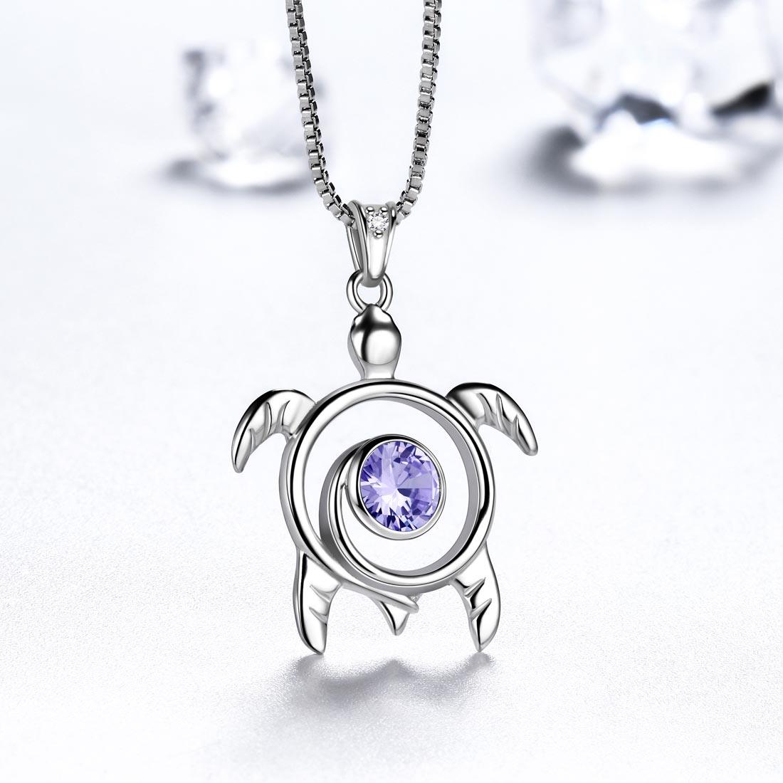 Tokyo Mart Turtle Birthstone June Alexandrite Necklace Pendant Women Girls Jewelry Birthday Gift