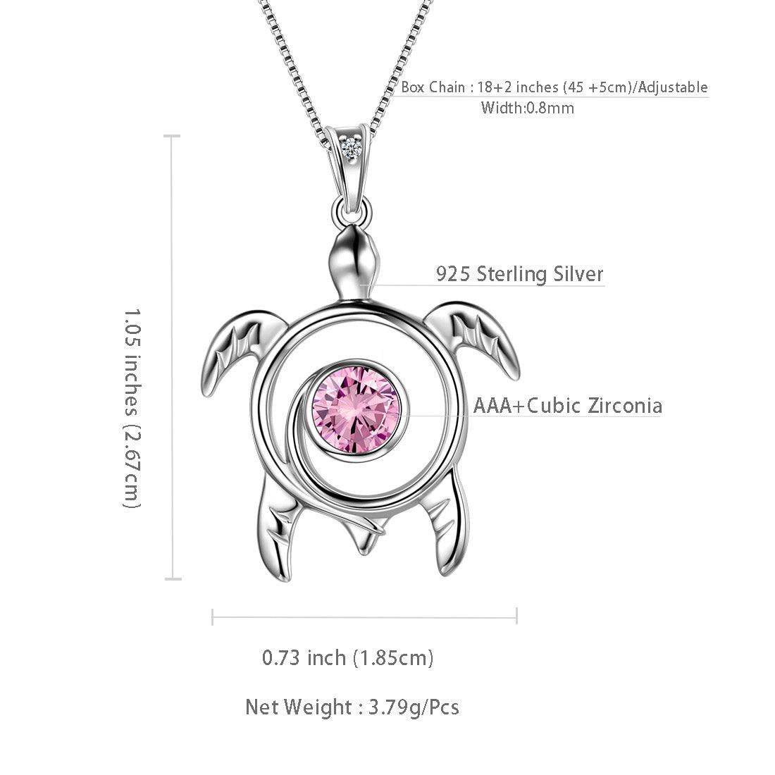 Tokyo Mart Turtle Birthstone October Tourmaline Necklace Pendant Women Girls Jewelry Birthday Gift