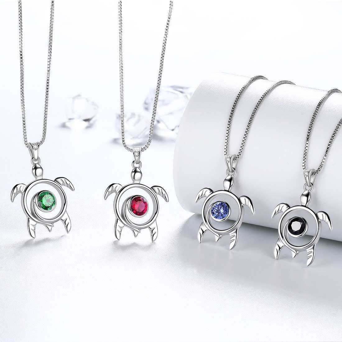 Tokyo Mart Turtle Birthstone July Ruby Necklace Pendant Women Girls Jewelry Birthday Gift
