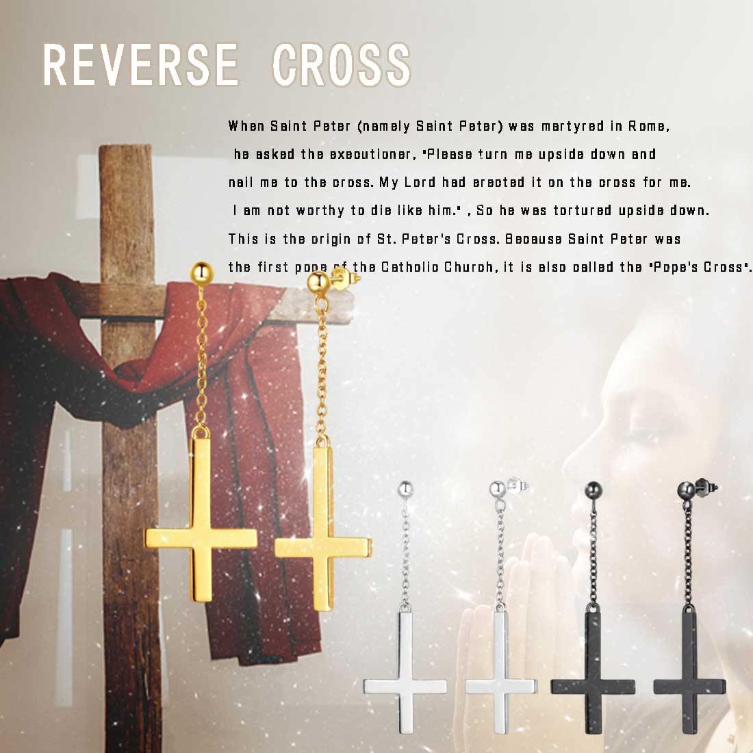 Tokyo Mart Upside Down Cross Earrings Dangling Women Mens Jewelry Sterling Silver