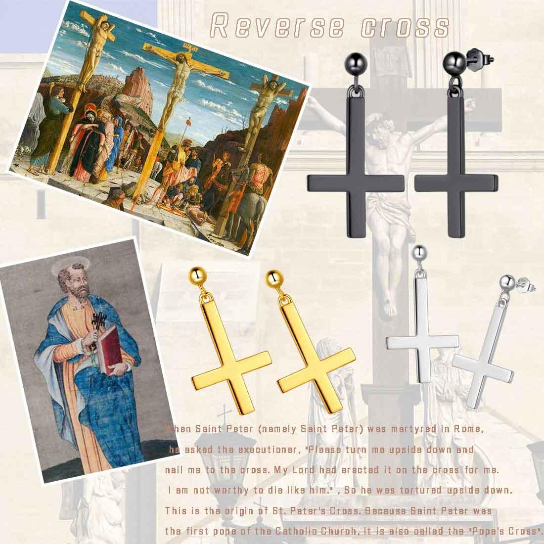 Tokyo Mart Upside Down Cross Earrings Women Mens Jewelry 925 Sterling Silver