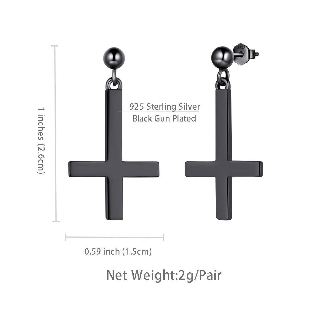 Tokyo Mart Upside Down Cross Earrings Women Mens Jewelry 925 Sterling Silver
