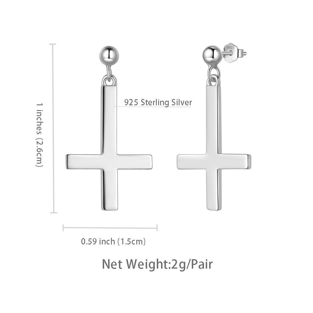 Tokyo Mart Upside Down Cross Earrings Women Mens Jewelry 925 Sterling Silver