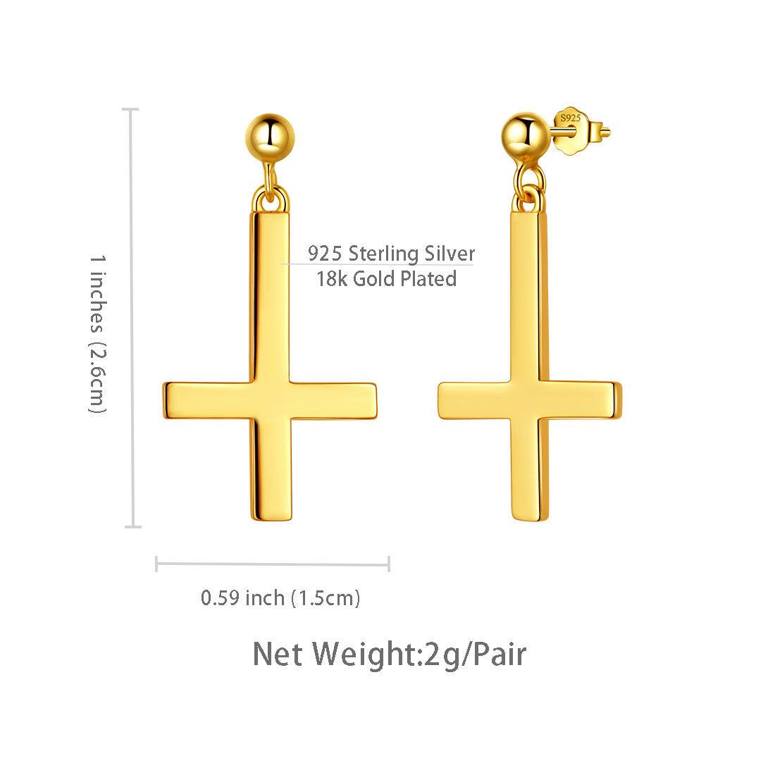 Tokyo Mart Upside Down Cross Earrings Women Mens Jewelry 925 Sterling Silver