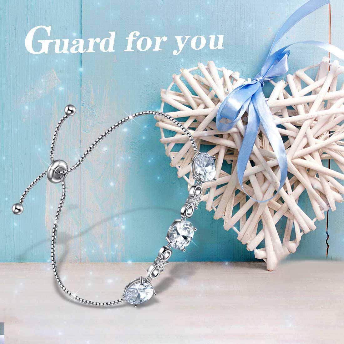 Tokyo Mart Round Birthstone April Diamond Bracelet Women Girls Jewelry Birthday Gift Sterling Silver