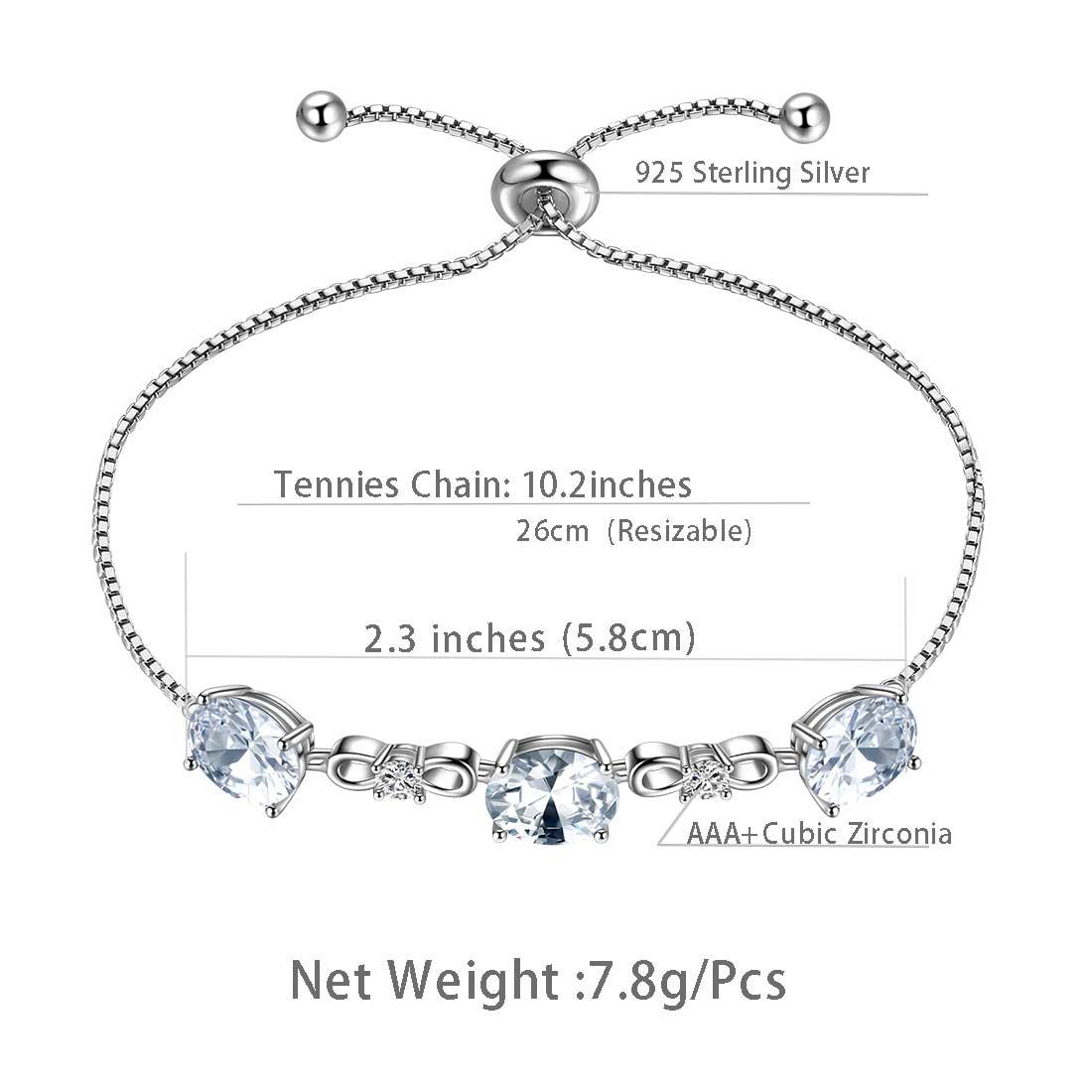Tokyo Mart Round Birthstone April Diamond Bracelet Women Girls Jewelry Birthday Gift Sterling Silver