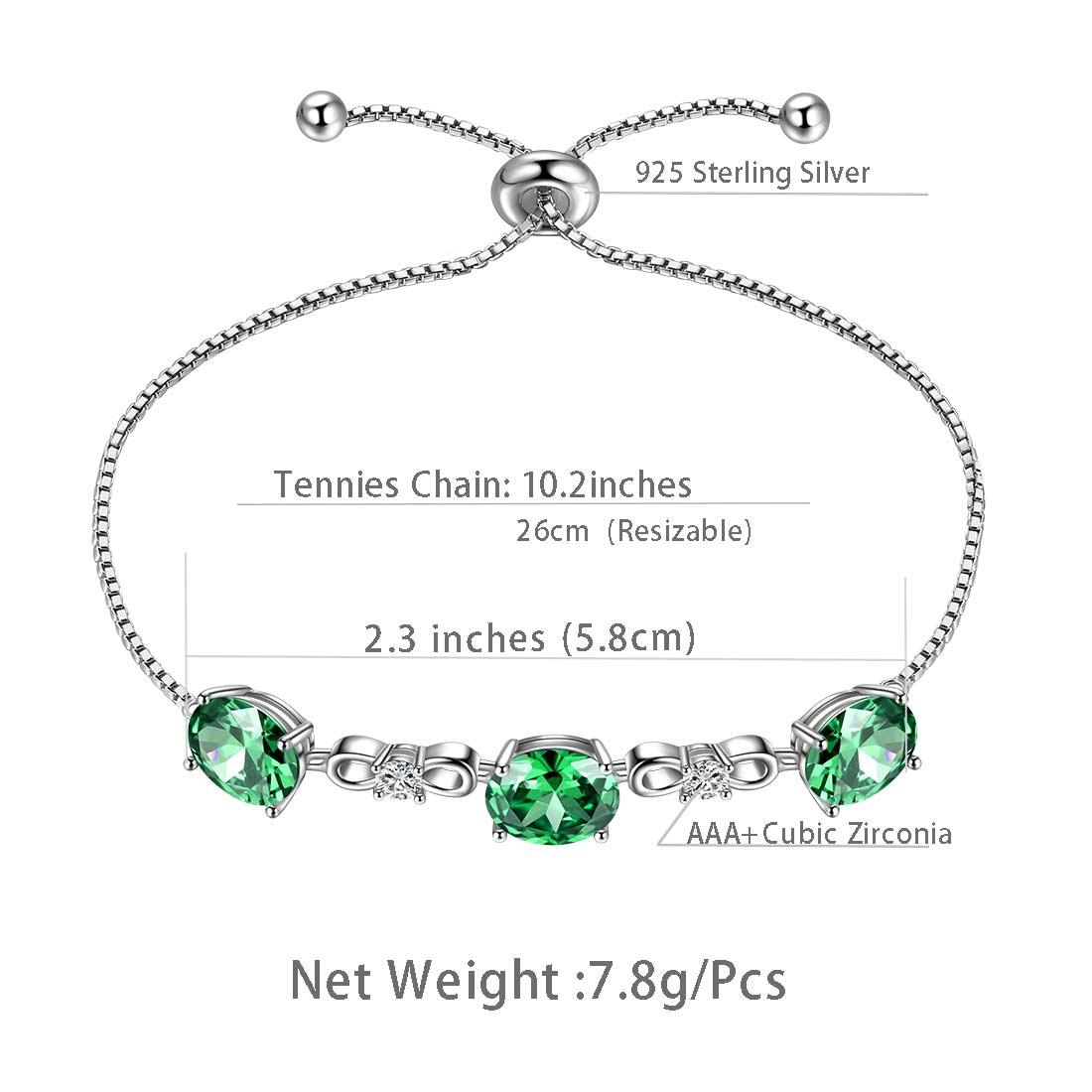 Tokyo Mart Round Birthstone May Emerald Bracelet Women Girls Jewelry Birthday Gift Sterling Silver