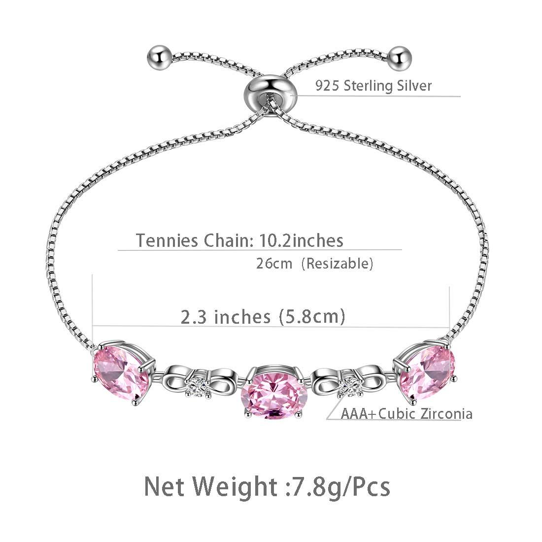 Tokyo Mart Round Birthstone October Tourmaline Bracelet Women Girls Jewelry Birthday Gift Sterling Silver