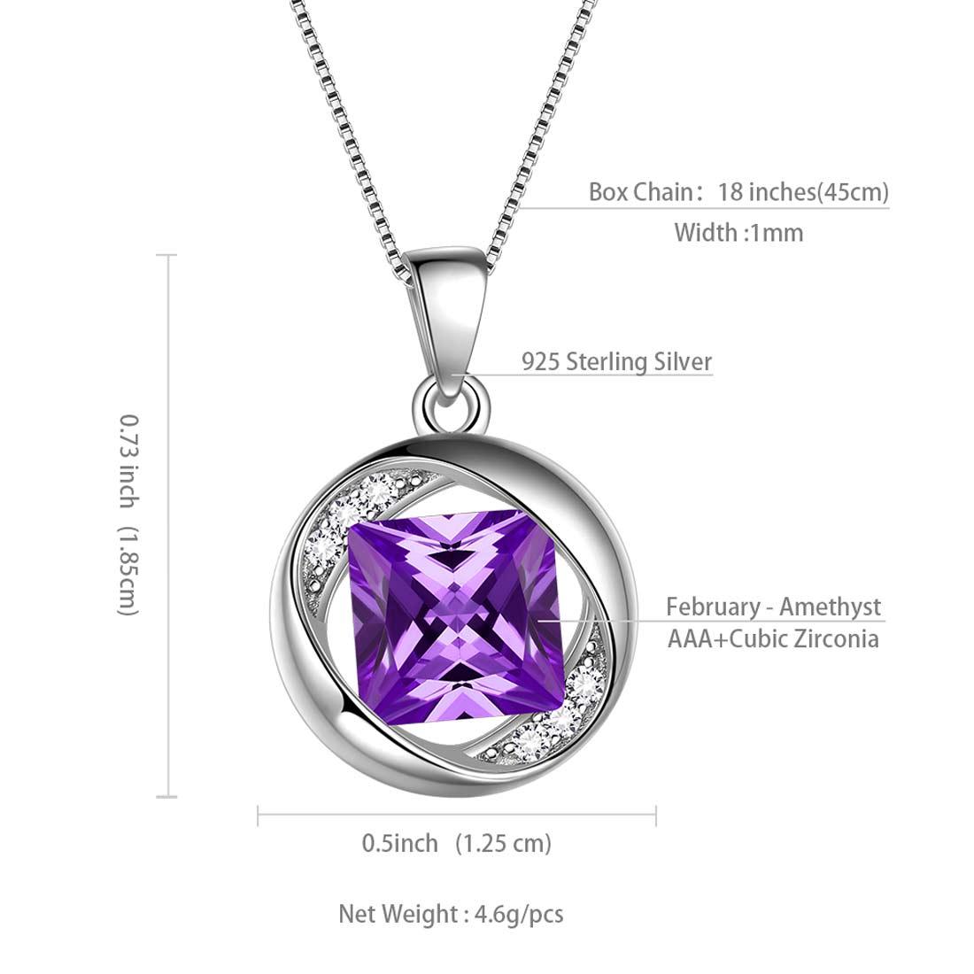 Tokyo Mart Round Birthstone February Amethyst Necklace Pendant Women Girls Jewelry Birthday Gift