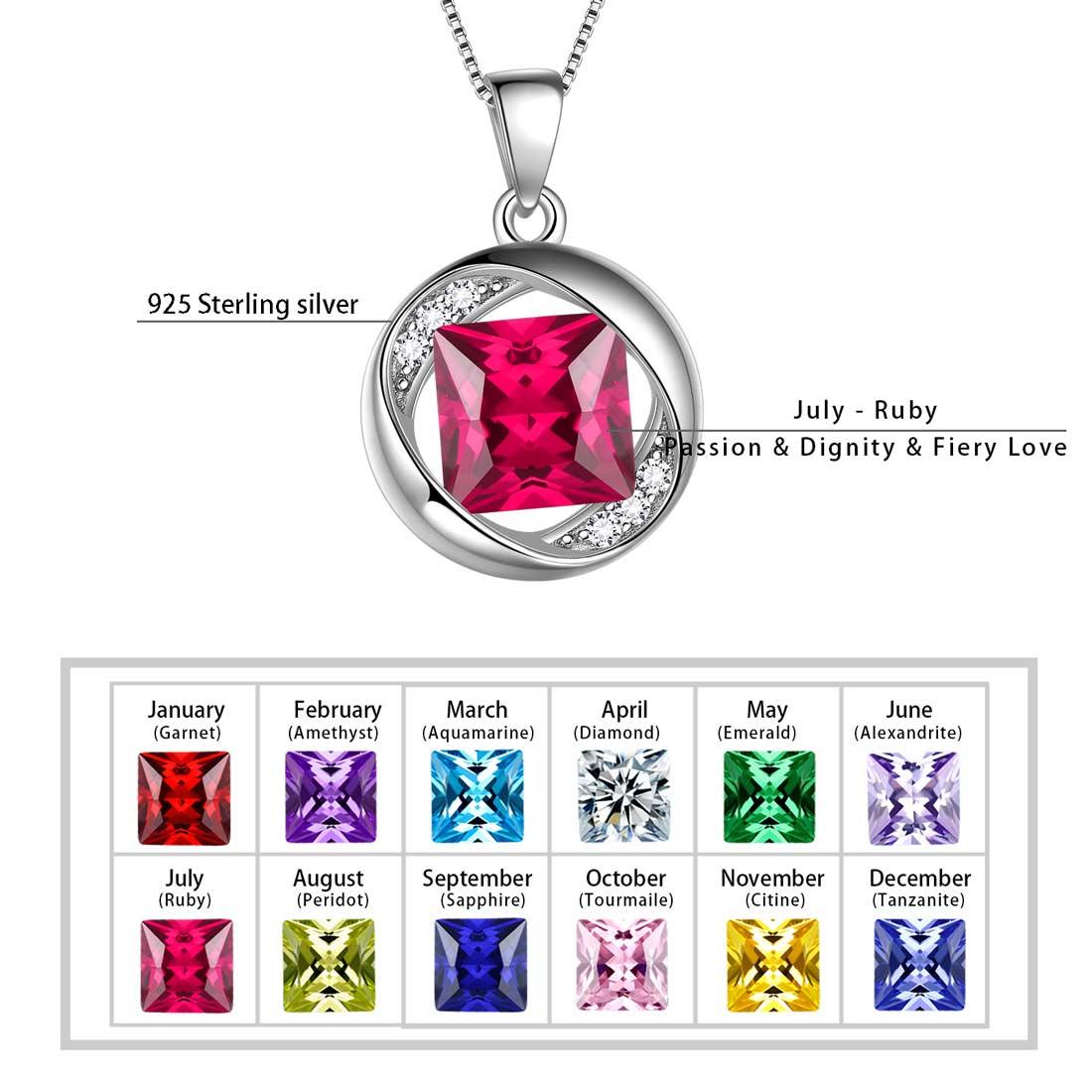 Tokyo Mart Round Birthstone July Ruby Necklace Pendant Women Girls Jewelry Birthday Gift