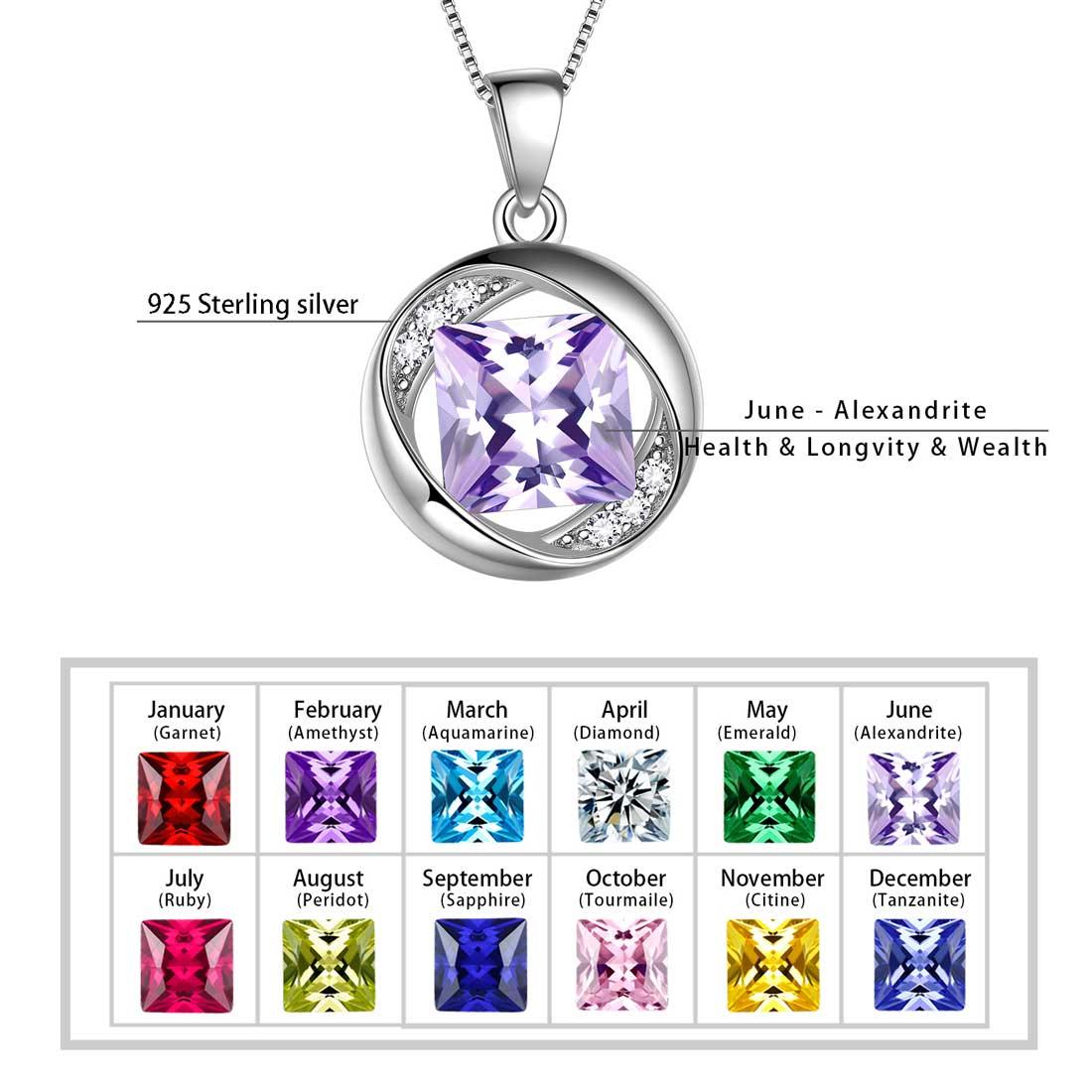 Tokyo Mart Round Birthstone June Alexandrite Necklace Pendant Women Girls Jewelry Birthday Gift