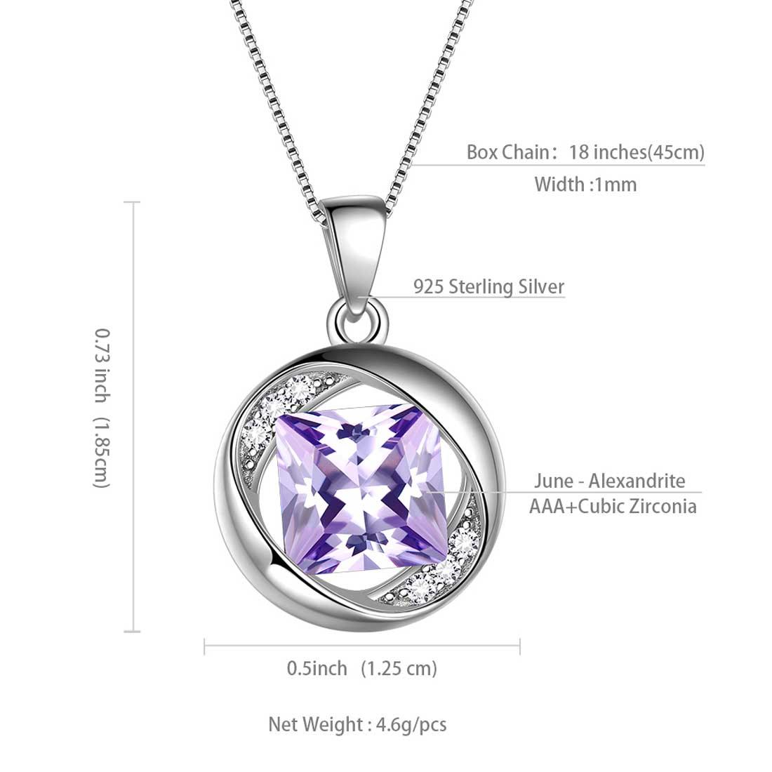 Tokyo Mart Round Birthstone June Alexandrite Necklace Pendant Women Girls Jewelry Birthday Gift