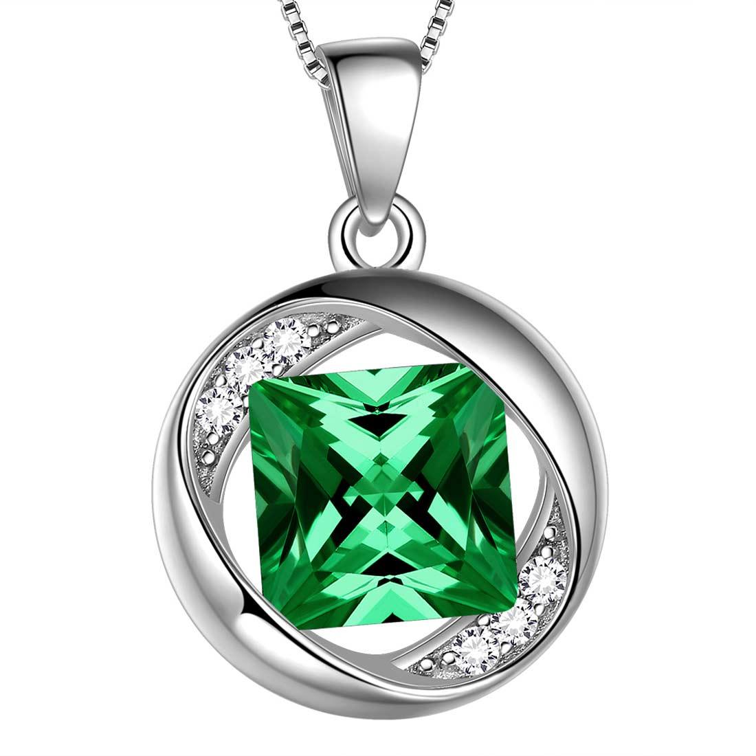 Tokyo Mart Round Birthstone May Emerald Necklace Pendant Women Girls Jewelry Birthday Gift