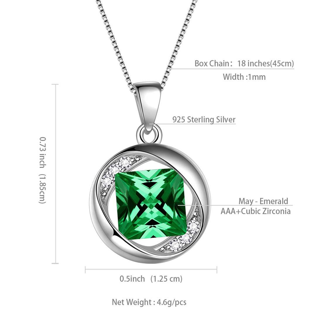 Tokyo Mart Round Birthstone May Emerald Necklace Pendant Women Girls Jewelry Birthday Gift