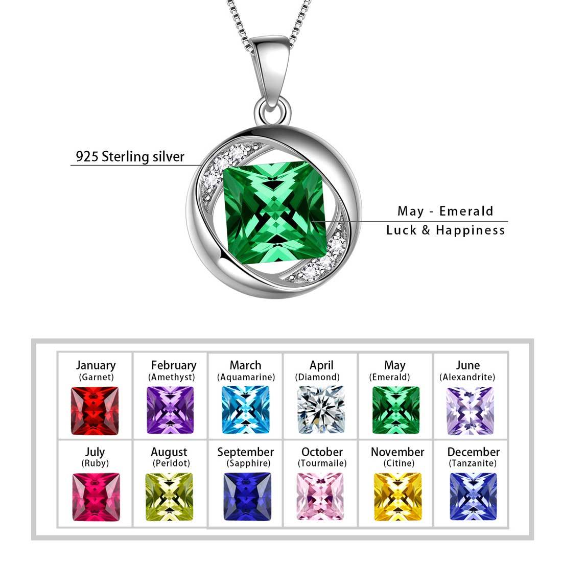 Tokyo Mart Round Birthstone May Emerald Necklace Pendant Women Girls Jewelry Birthday Gift