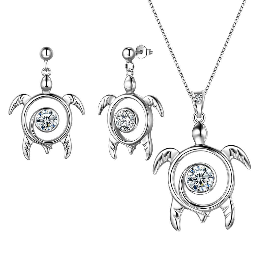 Tokyo Mart Turtle Birthstone April Diamond Jewelry Set 3PCS Women Girls Birthday Gift