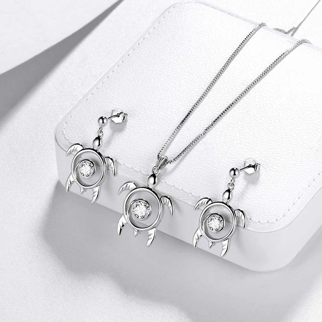 Tokyo Mart Turtle Birthstone April Diamond Jewelry Set 3PCS Women Girls Birthday Gift