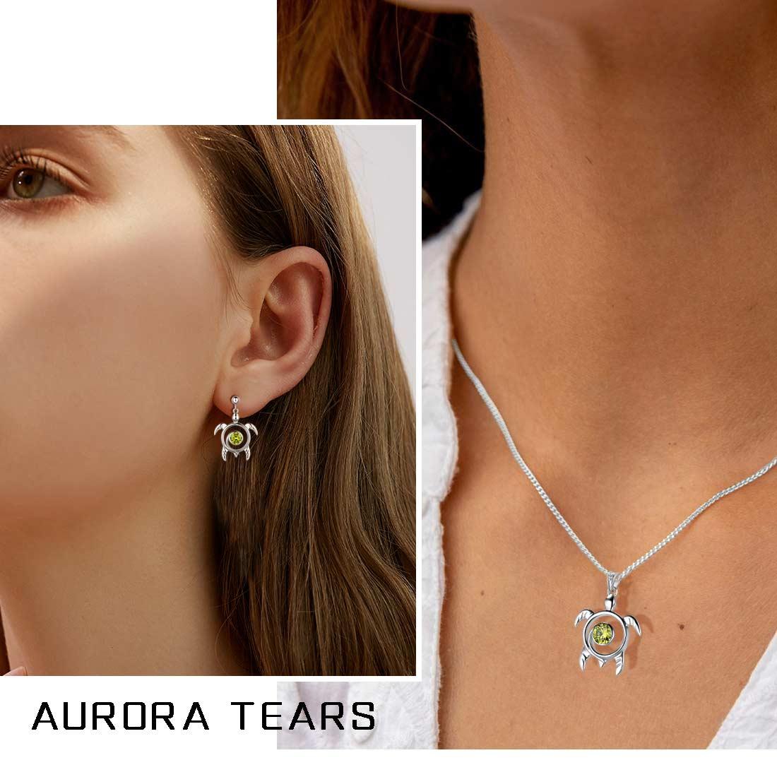 Tokyo Mart Turtle Birthstone August Peridot Jewelry Set 3PCS Women Girls Birthday Gift