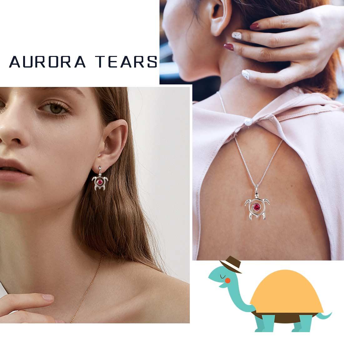 Tokyo Mart Turtle Birthstone July Ruby Necklace Pendant Women Girls Jewelry Birthday Gift