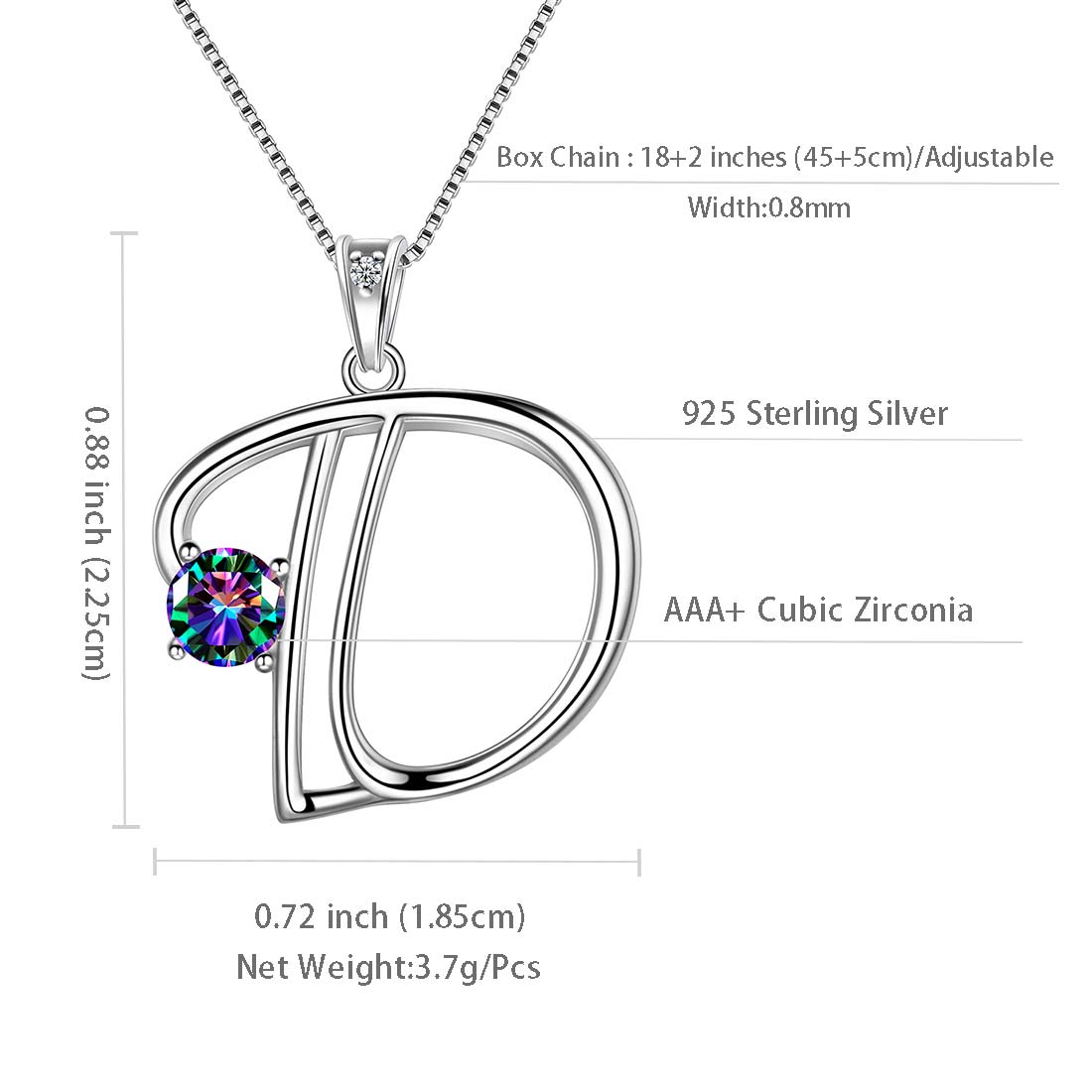Tokyo Mart Women Initial D Letter Pendant Necklace Girl Name Jewelry Gift 925 Sterling Silver