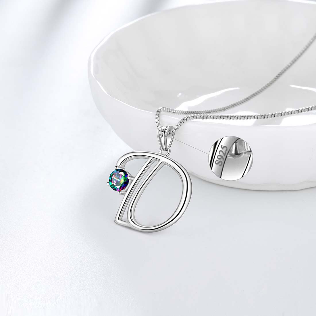 Tokyo Mart Women Initial D Letter Pendant Necklace Girl Name Jewelry Gift 925 Sterling Silver