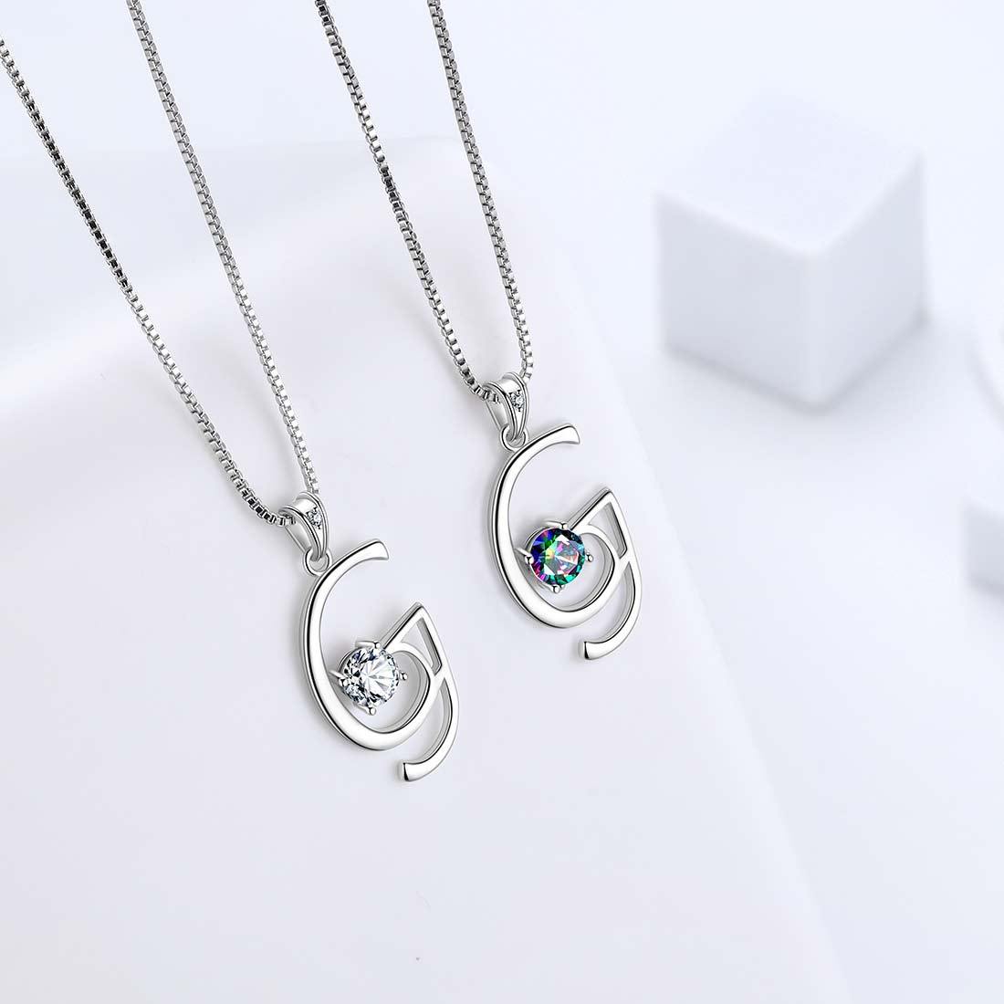 Tokyo Mart Women Initial G Letter Pendant Necklace Girl Name Jewelry Gift 925 Sterling Silver