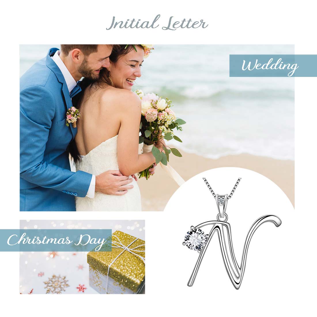 Tokyo Mart Women Initial N Letter Pendant Necklace Girl Name Jewelry Gift 925 Sterling Silver