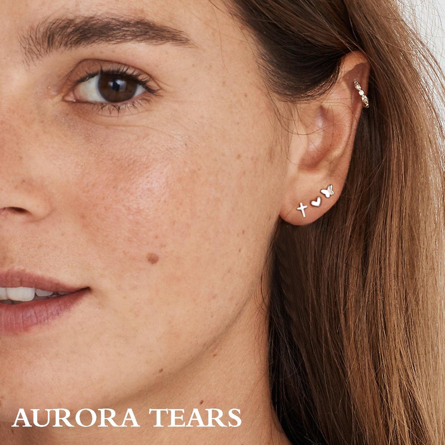 Tokyo Mart Small Stud Earrings Set Women Girls Jewelry Gift - Heart Cross Butterfly