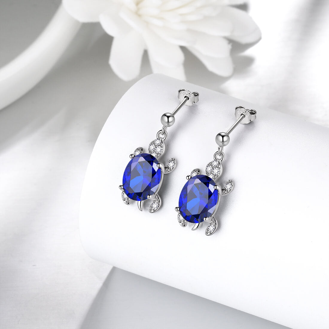 Tokyo Mart Women Turtle Drop Earrings Birthstone Girls Jewelry Birthday Gift Sterling Silver