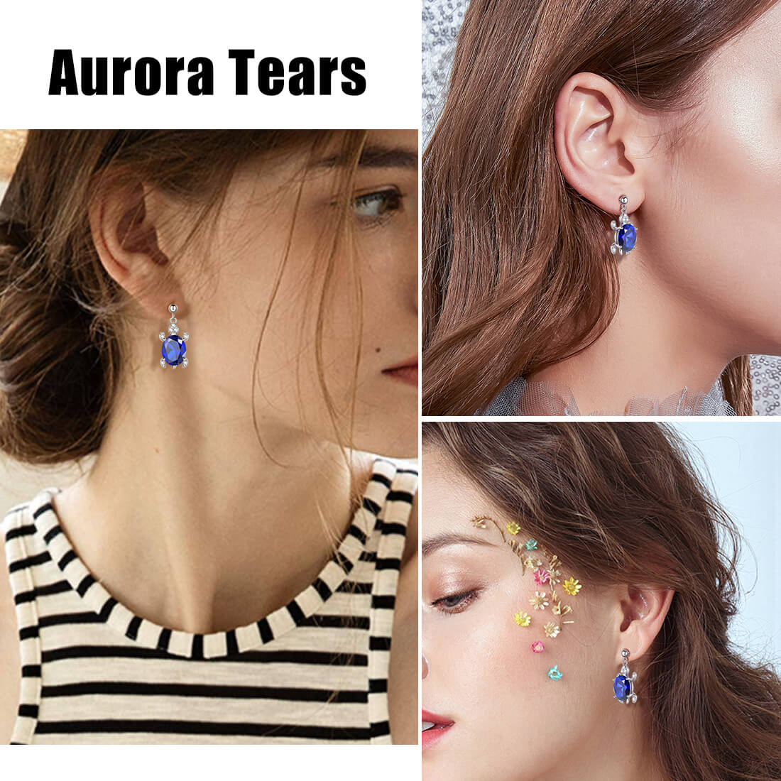 Tokyo Mart Women Turtle Drop Earrings Birthstone Girls Jewelry Birthday Gift Sterling Silver
