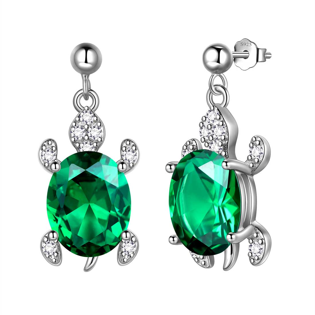 Tokyo Mart Women Turtle Drop Earrings Birthstone Girls Jewelry Birthday Gift Sterling Silver