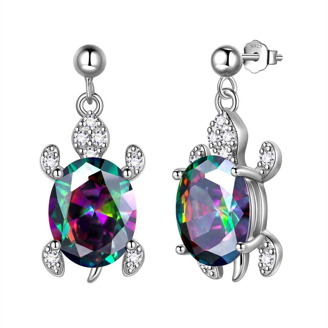 Tokyo Mart Women Turtle Drop Earrings Birthstone Girls Jewelry Birthday Gift Sterling Silver