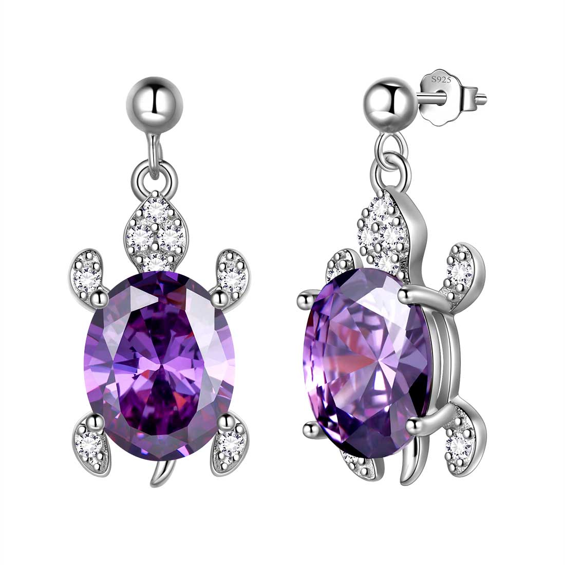 Tokyo Mart Women Turtle Drop Earrings Birthstone Girls Jewelry Birthday Gift Sterling Silver