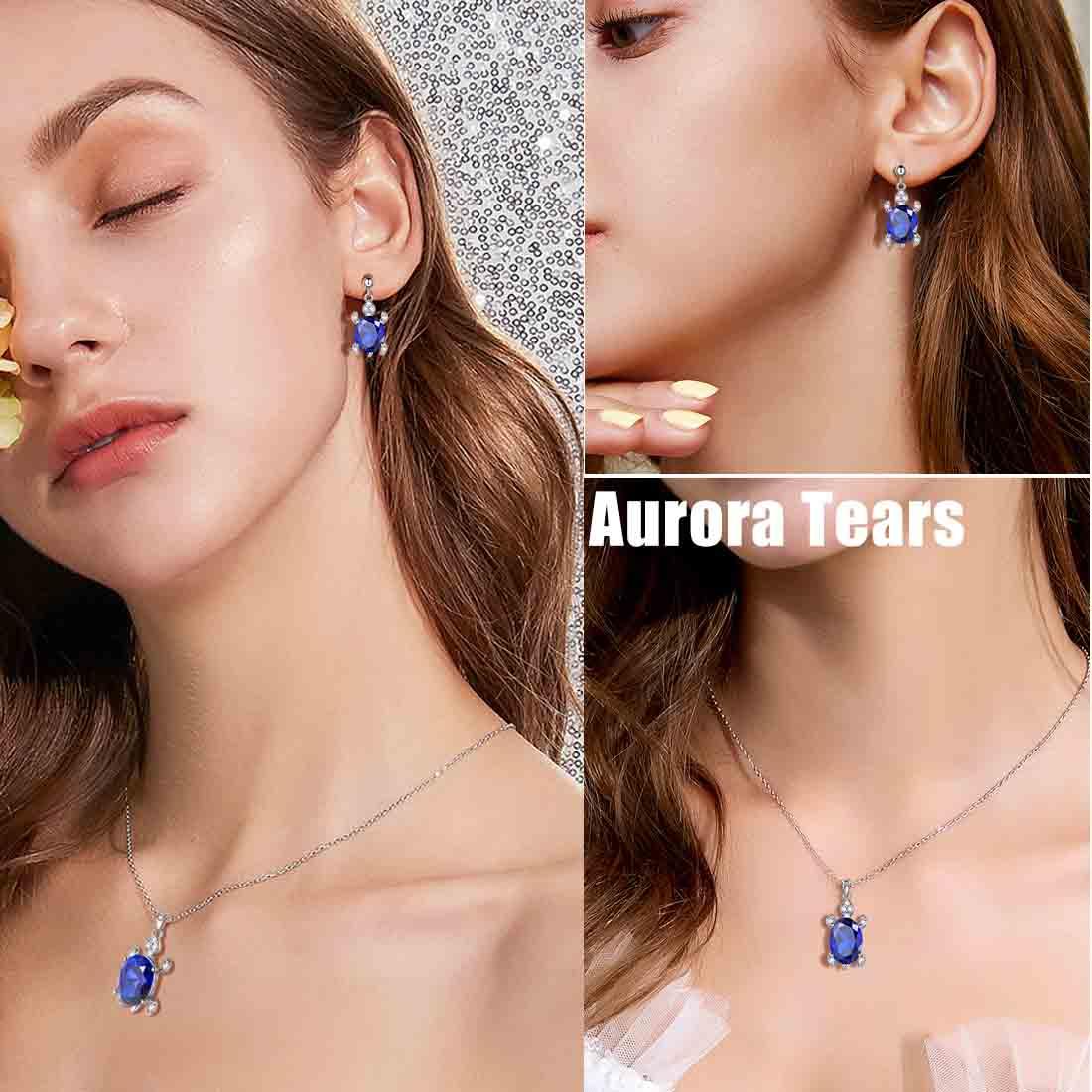 Tokyo Mart Women Turtle Jewelry Sets 3PCS Birthstone Girls Birthday Gift Sterling Silver
